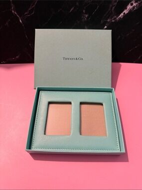 Tiffany & Co. Aqua Leather Double Photo Frame